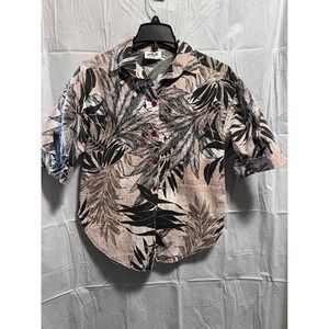 VTG‎ Loli Floral Print Button Down Cuffed Short Sleeve Tropical Shirt Top USA